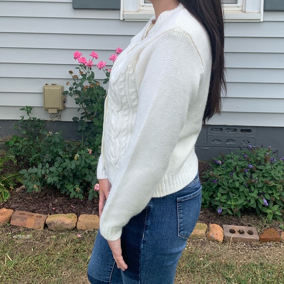 White Button Up Dressbarn Sweater - Picture 5 of 13